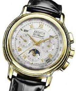 El Primero Chronomaster T Yellow Gold on Strap with Silver Dial