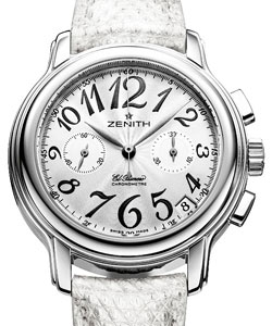 Chronomaster Star El Primero in Steel on Silver Lizard Leather Strap with Silver Dial
