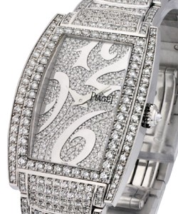 Limelight Tonneau with Diamond Bezel White Gold on Bracelet with Silver Pave Diamond Dial