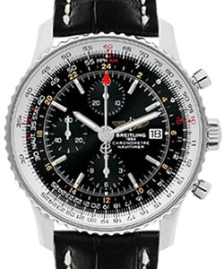 Navitimer World Chronograph Men's in Steel Steel on Strap with Black Dial