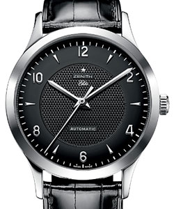 Class Automatique Elite in Steel on Black Alligator Leather Strap with Black Dial