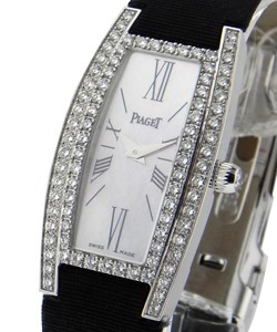 Limelight Tonneau with Diamond Bezel White Gold on Strap with MOP Dial