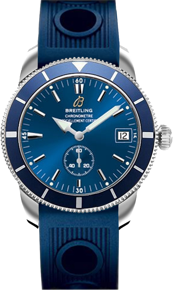 Aeromarine Superocean Heritage 38mm in Steel Steel on Strap with Blue Dial & Bezel