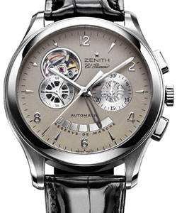 Class El Primero T Open in Steel on Black Alligator Leather Strap with Colbalt Dial