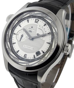 Class Traveller Multicity in Steel on Black Alligator Leather Strap with Silver Dial