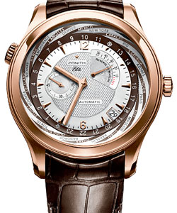 Class Traveller Multicity in Rose Gold on Brown Alligator Leather Strap with Silver Dial