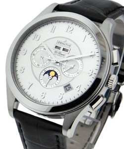 Class XXT Moonphase El Primero in Steel on Black Alligator Leather Strap with Silver Dial