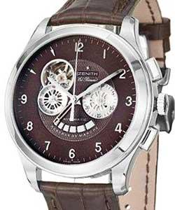 Grande Class XXT Open in Steel on Brown Alligator Leather Strap with Brown Guillloche Dial