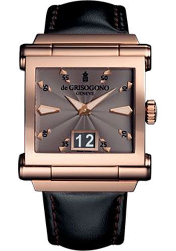 Grande No.5 40mm Automatic Rose Gold on Black Calfskin Leather Strap with Brown Guilloche Dial
