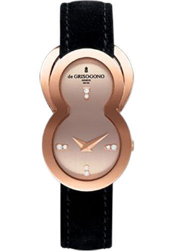 Be Eight 27mm Quartz in Rose Gold on Black Leather Strap with Beige Diamond Dial