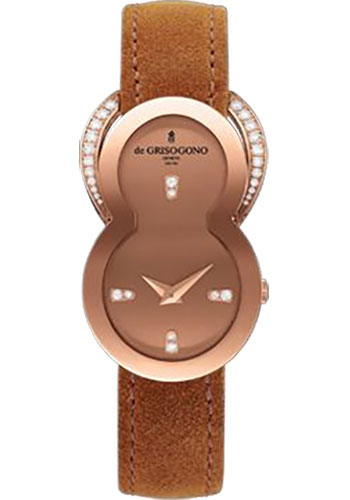 Be Eight S01 27mm Quartz in Rose Gold with Diamond Bezel on Brown Leather Strap with Caramel Diamond Dial