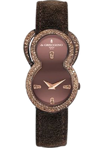 Be Eight 27mm Quartz in Rose Gold with 2 Row Brown Diamond Bezel on Dark Chocalate Madera Strap with Chocolate Diamond Dial