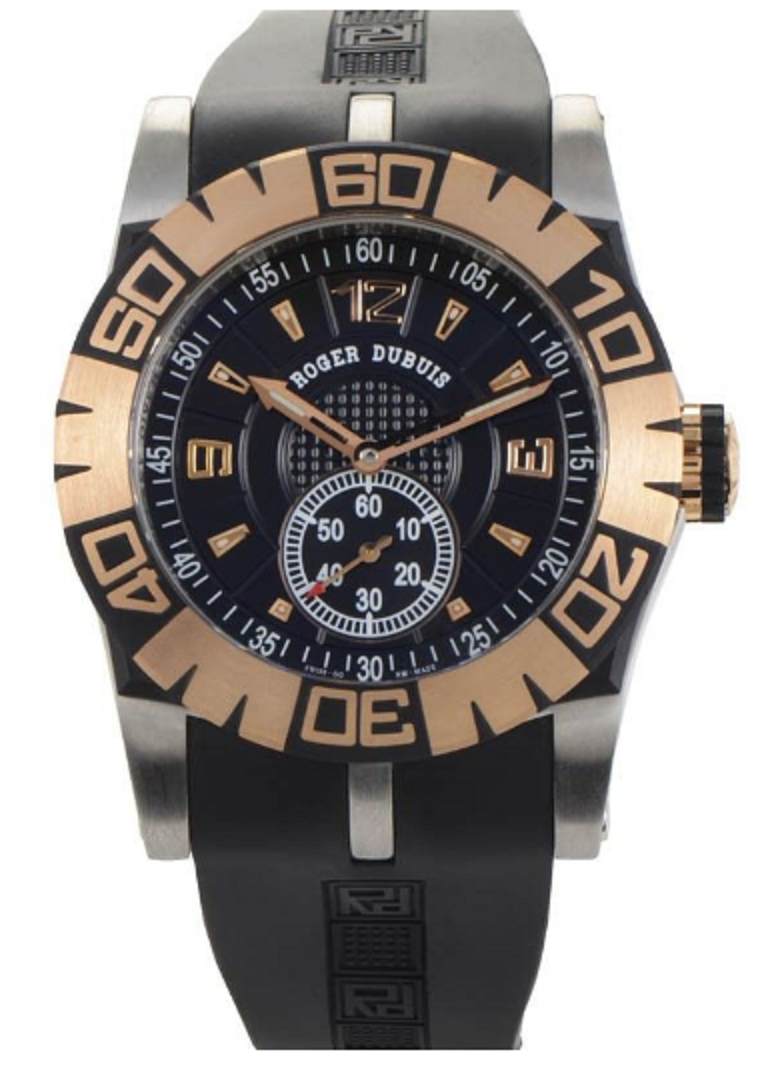 Easy Diver 46mm in Rose Gold on Black Rubber Strap with Black Dial