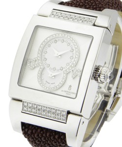 Instrumentino with Diamond Bezel White Gold on Strap with Silver Diamond Dial