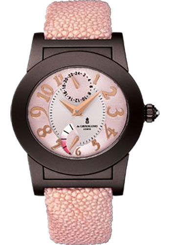 Instrumento Tondo 38.5mm Automatic in Brown PVD with White Gold on Pink Galuchat Strap with Pink Diamond Dial