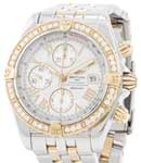 Chronomat Evolution in Steel with Rose Gold Diamond Bezel on 2-Tone Bracelet with Silver Dial - Rose Gold Roman Markers
