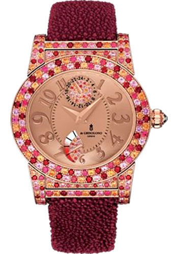 de Grisogono Instrumento Tondo 38.5mm Automatic in Rose Gold with Sapphires Bezel