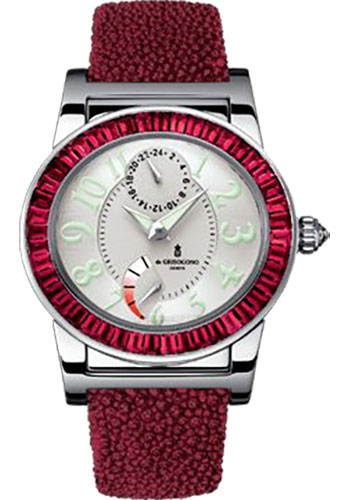 de Grisogono Instrumento Tondo 38.5mm Automatic in White Gold with Baguette Ruby Bezel