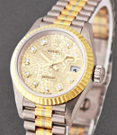 Ladies President Tridor in White Gold with Yellow Gold Fluted Bezel on Tridor President Bracelet with Champagne Jubilee Diamond Dial