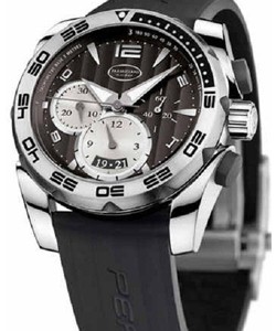 Pershing 45 Chronograph Steel on Strap with Black Dial
