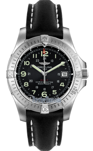 Colt Oceane II in Steel on Black Calfskin Leather Strap with Black Dial