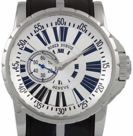 Excalibur in Steel on Black Rubber Strap with Silver Dial