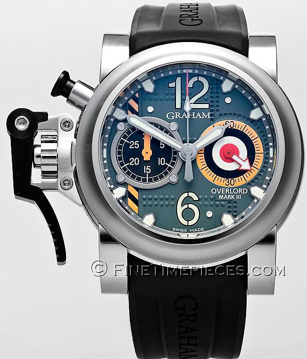 Chronofighter Oversize - Overloard Mark in Steel on Black Rubber Strap with Green
