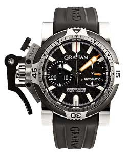 Chronofighter Oversize Diver Tech Seal in Steel with PVD Bezel on Black Rubber strap with Black Dial