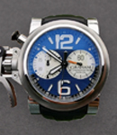 Chronofighter Oversize Blue Ranger in Steel on Black Rubber Strap with Blue Dial