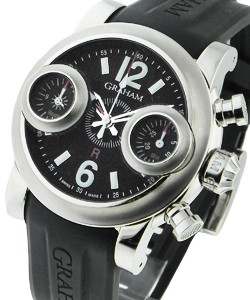 Chronofighter Oversize 47mm in Steel on Black Rubber Strap with Black Dial