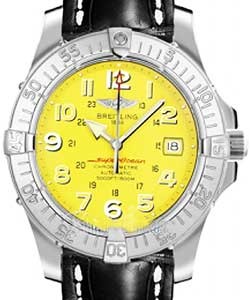 Aeromarine Superocean New Wave 42mm in Steel on Black Alligator Leather Strap with Yellow Dial
