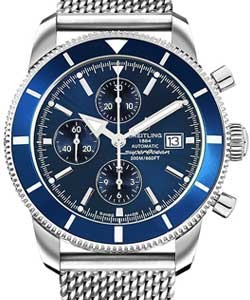 Superocean Heritage Chronograph in Steel on Bracelet with Blue Dial