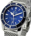 Superocean Heritage 46mm in Steel with Blue Bezel on Steel Mesh Bracelet with Blue Dial
