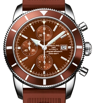 Superocean Heritage 46mm Chronograph Men's in Steel Steel on Rubber Strap with Bronze Dial