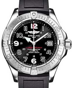 Aeromarine Superocean in Steel on Black Rubber Strap with Black Dial