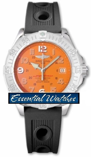 Aeromarine Superocean in Steel on Black Rubber Strap with Orange Dial