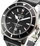 Superocean Heritage 46mm in Steel on Ocean Black Rubber Strap with Black Stick Dial