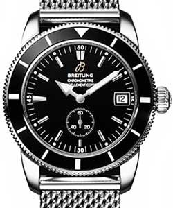 Aeromarine Superocean Heritage 38mm in Steel with Black Bezel on Steel Bracelet with Black Dial