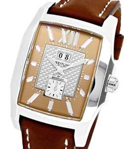Bentley Flying B No 3 in Steel on Brown Calfskin Lather Strap with Amber Dial