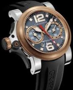 Chronofighter RAC Trigger in Rose Gold  on Black Rubber Strap with Ice Blue Dial