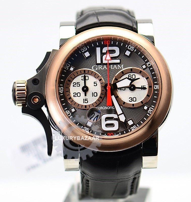 Chronofighter RAC Trigger - Charcoal Rush Red Gold and Steel on Strap with Charcoal Dial