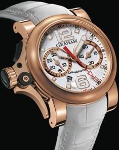Chronofighter R.A.C. Trigger in Rose Gold on White Leather Strap with White Dial