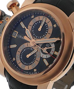Chronofighter Oversize in Rose Gold on Black Leather Strap with Black Dial