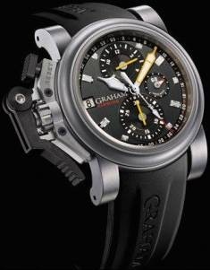 Chronofighter Oversize Titanium in Titanium on Black Rubber Strap with Grey Dial