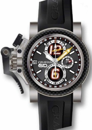 Chronofighter Oversize 47mm in Titanium on Black Rubber Strap with Grey Dial