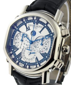 Ellipsocurvex Perpetual Calendar Chronograph White Gold on Strap with White Dial