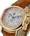 Ellipsocurvex Perpetual Calendar Chronograph Rose Gold on Strap with Silver Dial
