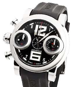 Swordfish Big 12-6 in Steel on Black Rubber Strap with Black Dial