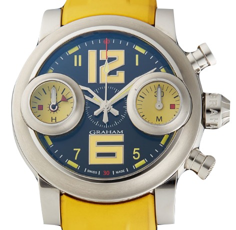 Swordfish Big 12-6 in Steel on Yellow Rubber Strap with Black Dial