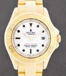 Yacht-Master Small size in Yellow Gold Bezel on Oyster Bracelet with White Dial